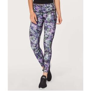Lululemon Fast & Free 7/8 Tight II Nulux 25 Vivid Vision Black Legging Size 2